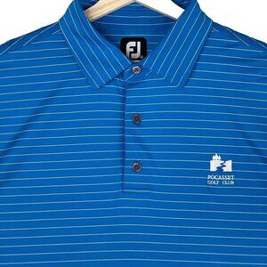FootJoy Polo Mens XL Stripe Print Pro Dry Performance Stretch Pocasset Golf Club